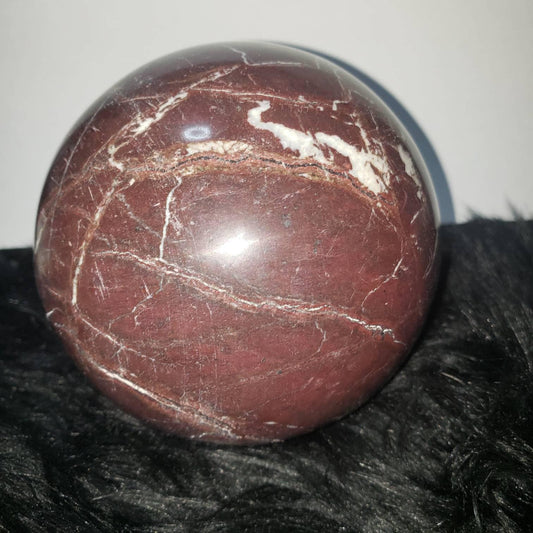 XL large 5 red or black Zebra jasper sphere  - grounding, root chakra crystal, protection