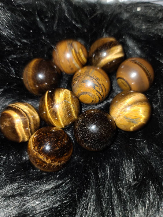 Tigers Eye mini Sphere crystal - Root chakra stone, grounding, protection, luck, meridian ball
