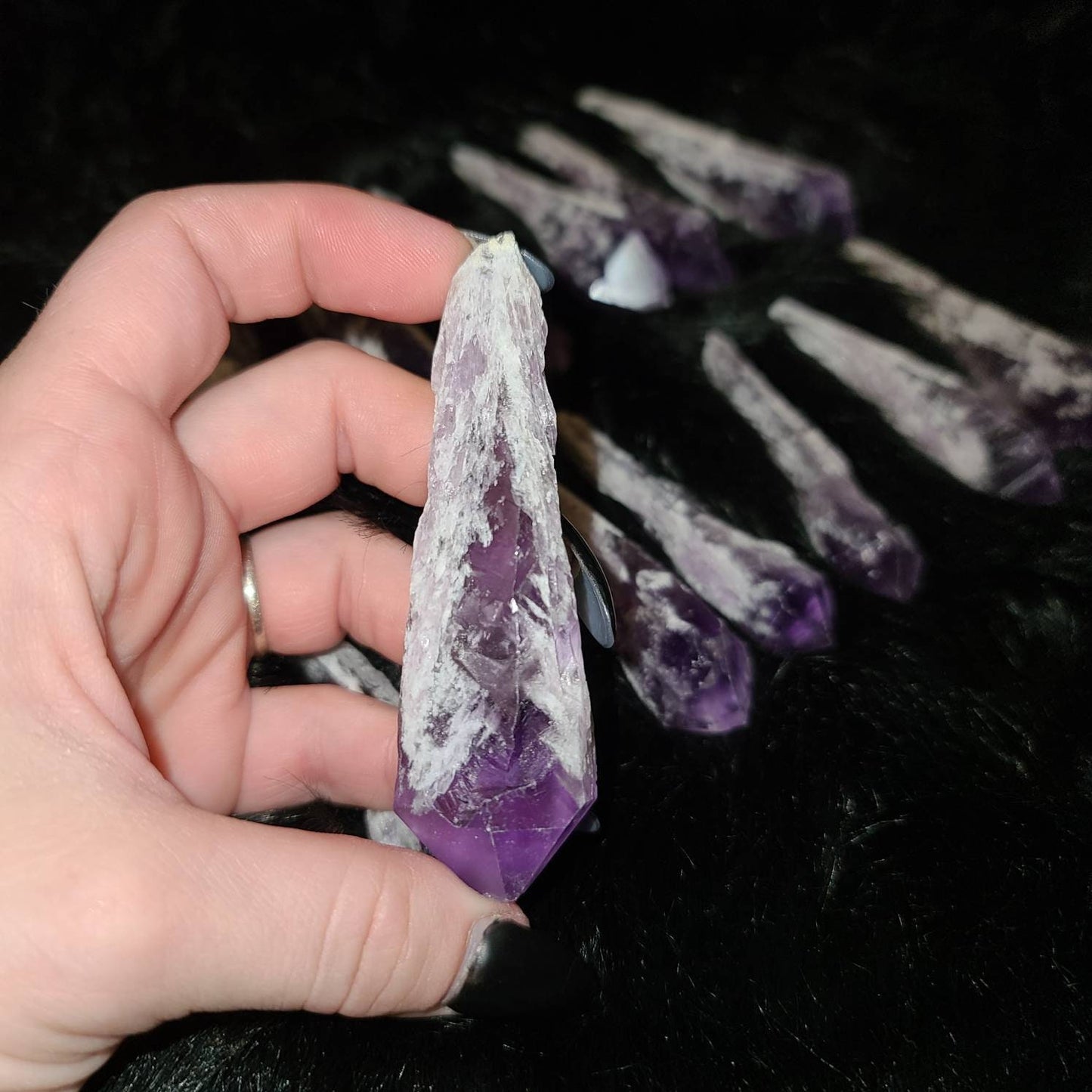 Natural amethyst Point Crystals - gridding, third eye chakra, intuition, calming, soothing stones,
