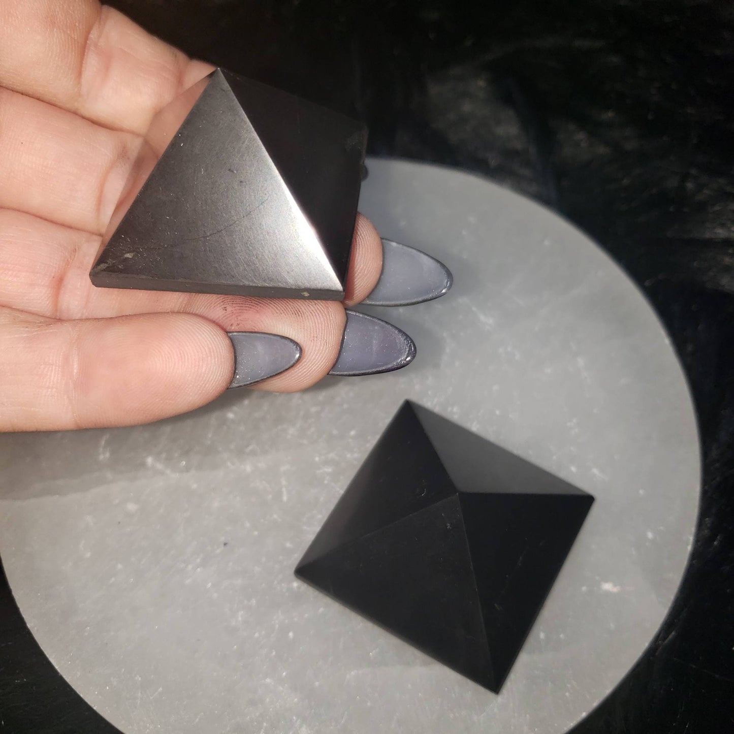 Black Shungite Pyramid - protection, emf psychic protection, healing