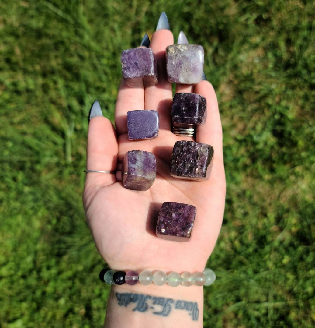 Lepidolite Mini Cube Crystals - crown chakra stone, love, self love, calming healing , self care, spiritual growth, purple crystal, peace