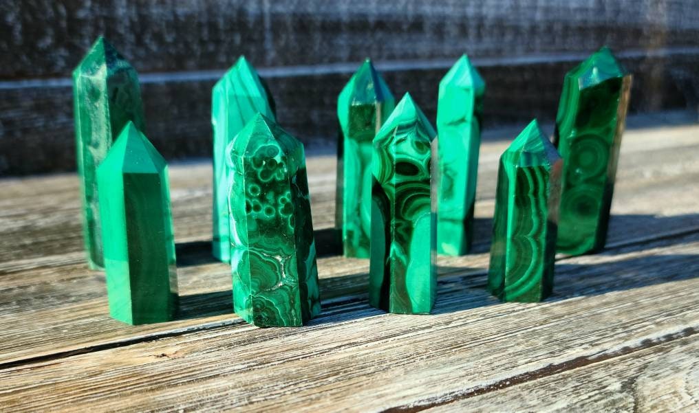 Small Malachite Tower - heart throat chakra, protection, love, balance, alignment