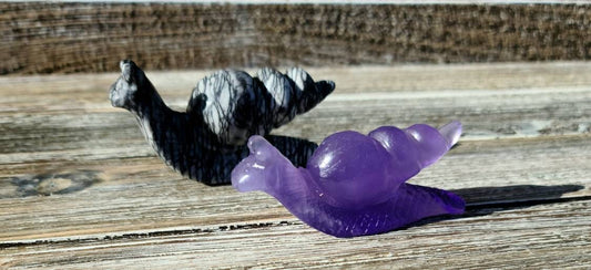 Fluorite or Picasso jasper Snail Crystal Carving - crown,  third eye chakra,  communication,  focus, grounding