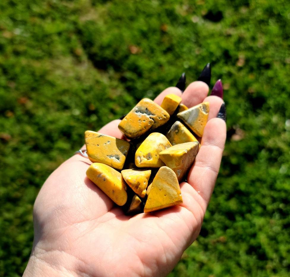 1 Small Bumblebee Jasper Tumble - solar plexus sacral chakra, love, balance, alignment, manifestation, spell work