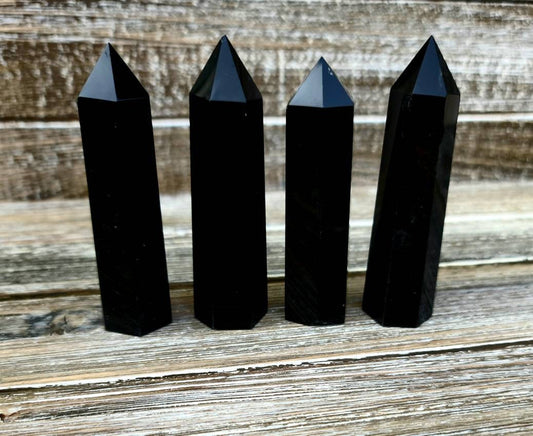 1 Black obsidian Tower grounding,  protection,  calming, root chakra
