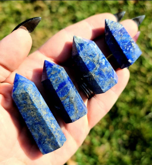 Lapis Lazuli small crystal Tower- throat chakra stone, truth, self expression,  clarity,  creativity