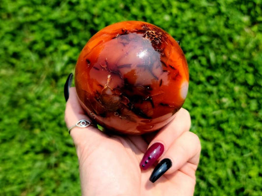 Large Carnelian Stone Sphere  - Grounding Crystal,  Sacral Chakra, Inner Strength,  Focus, Protection,  Reiki, Confidence,  passion