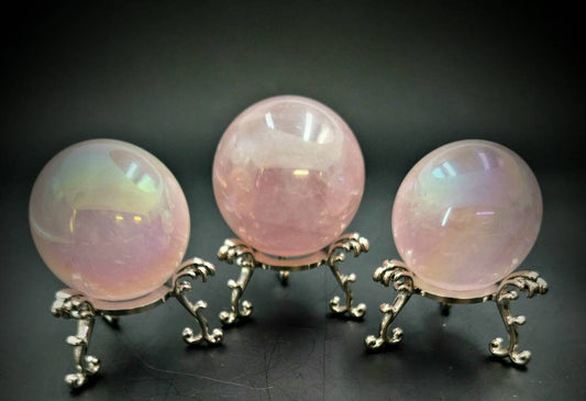 1 Aura Rose Quartz Crystal Sphere- love, heart chakra, self love, healing stone,  pink, compassion, purity, peace