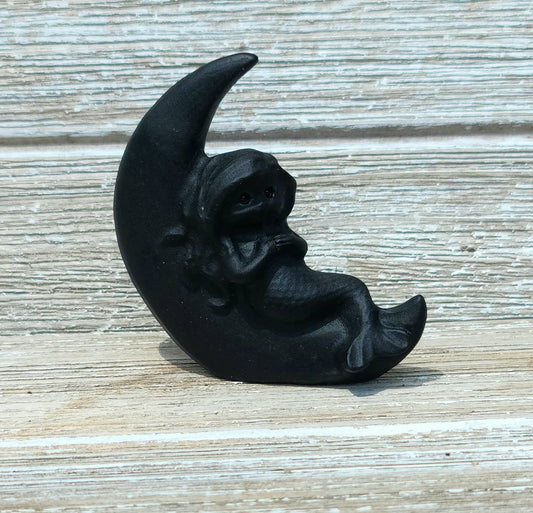 Mermaid on the Moon - Crystal Carvings - Ocean,  Altar Decor, Sea Witch, grounding, protection, Witchy Gifts, Altar Decor