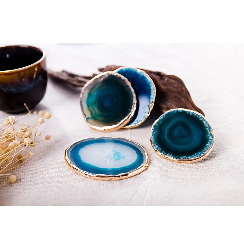 Blue Agate Slice Decorative Coaster