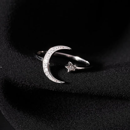 Star Moon Adjustable Open Top Ring