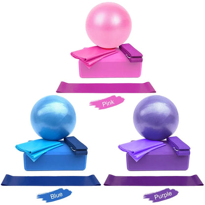 Yoga Ball, Mat, Band Towel - Yoga Accessories Set