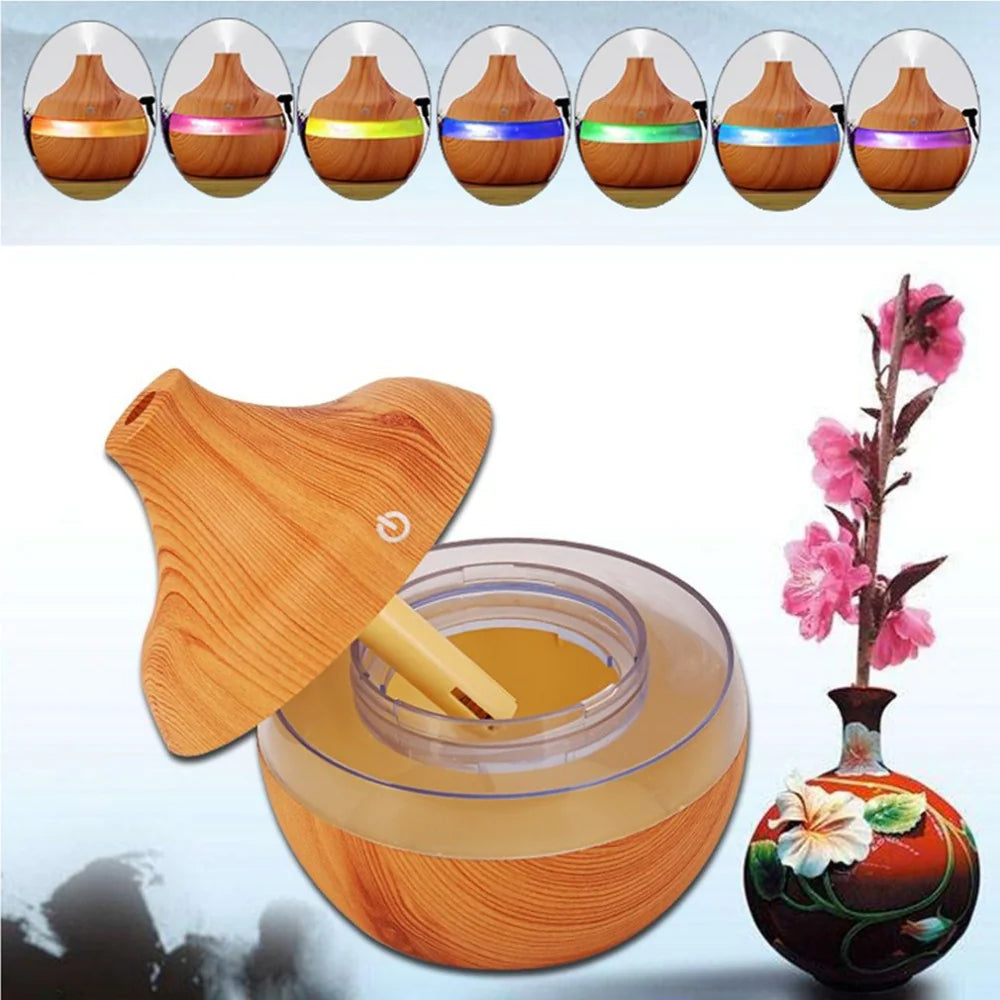 Wood Grain Essential Oil Diffuser Humidifier for Aromatherapy