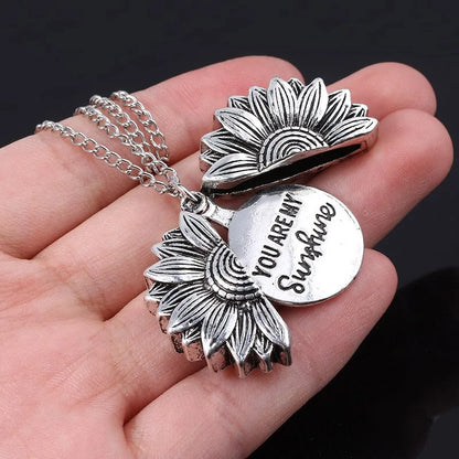 Sunflower Necklace Hidden Message Gift