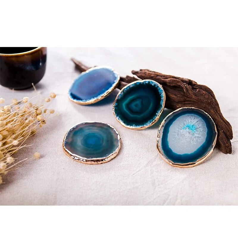 Blue Agate Slice Decorative Coaster