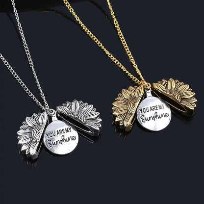 Sunflower Necklace Hidden Message Gift