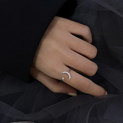 Star Moon Adjustable Open Top Ring