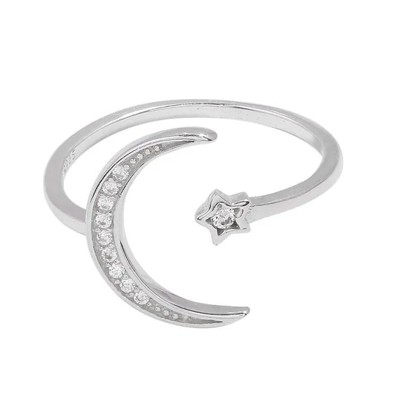 Star Moon Adjustable Open Top Ring