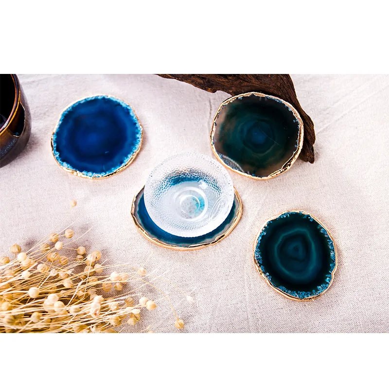 Blue Agate Slice Decorative Coaster