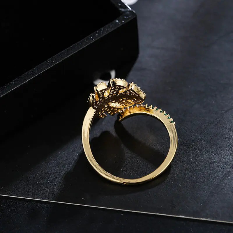 Monstera Leaf Adjustable Open Ring