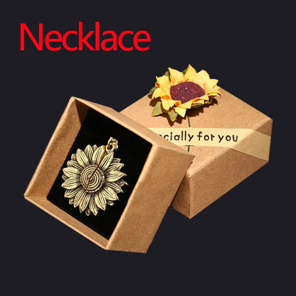 Sunflower Necklace Hidden Message Gift