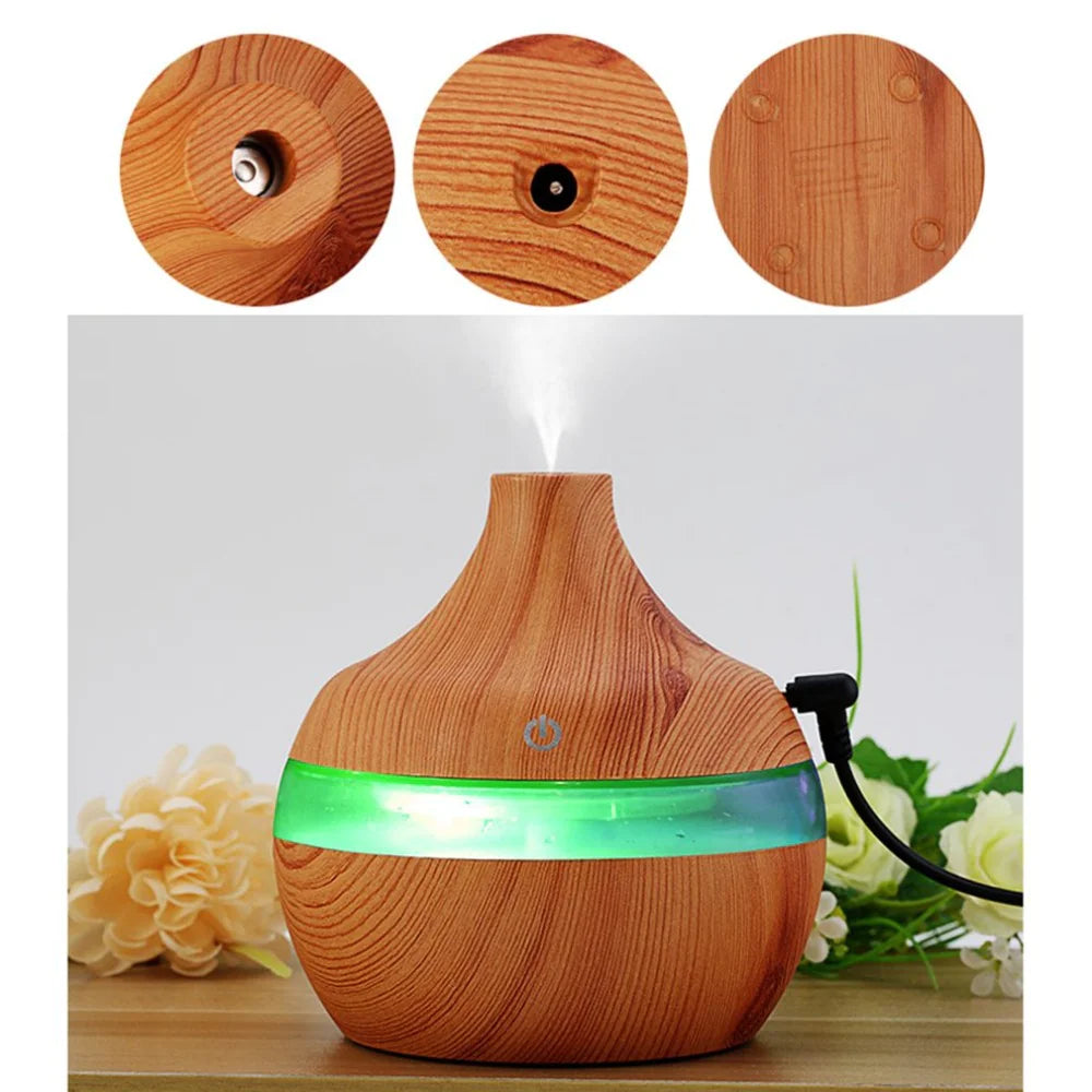 Wood Grain Essential Oil Diffuser Humidifier for Aromatherapy