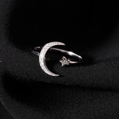 Star Moon Adjustable Open Top Ring