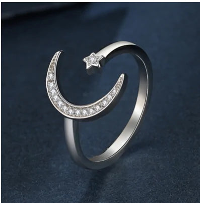 Star Moon Adjustable Open Top Ring