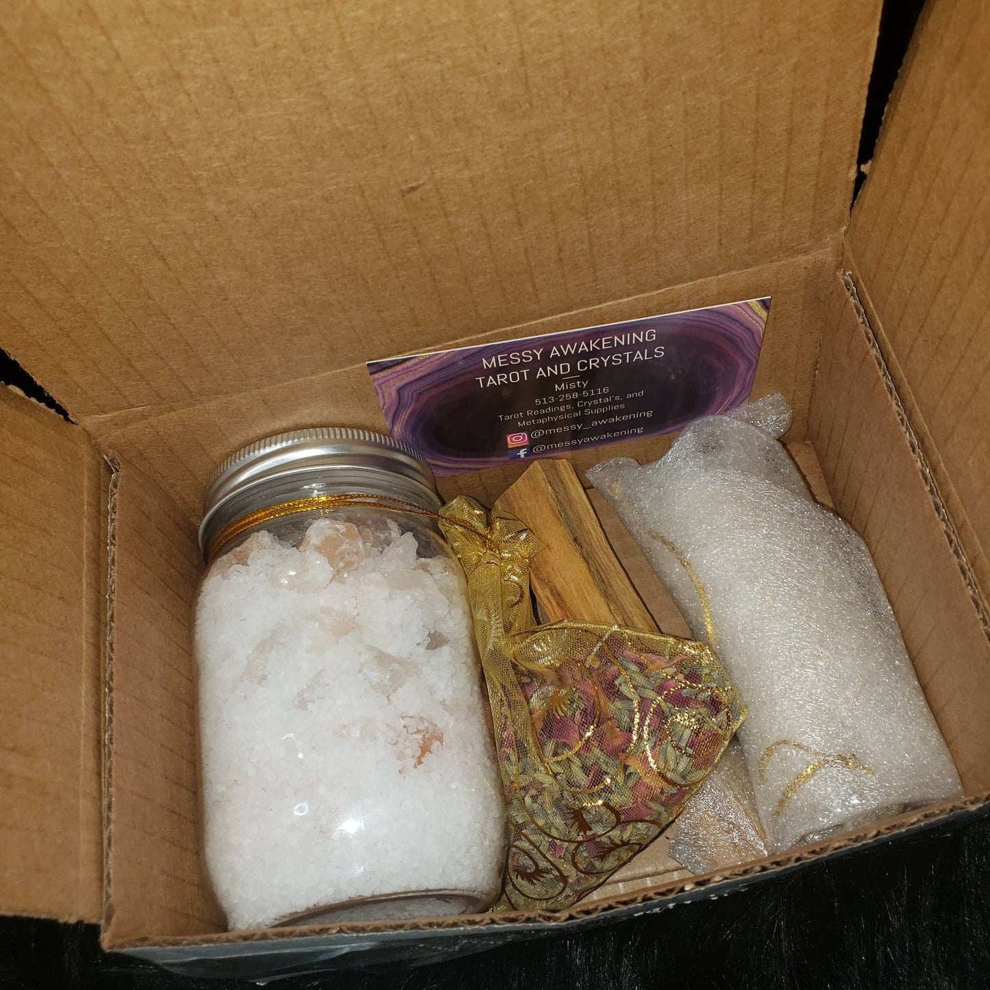 Messy Awakening New Moon Cleansing Crystal Salt and herb Bath Set