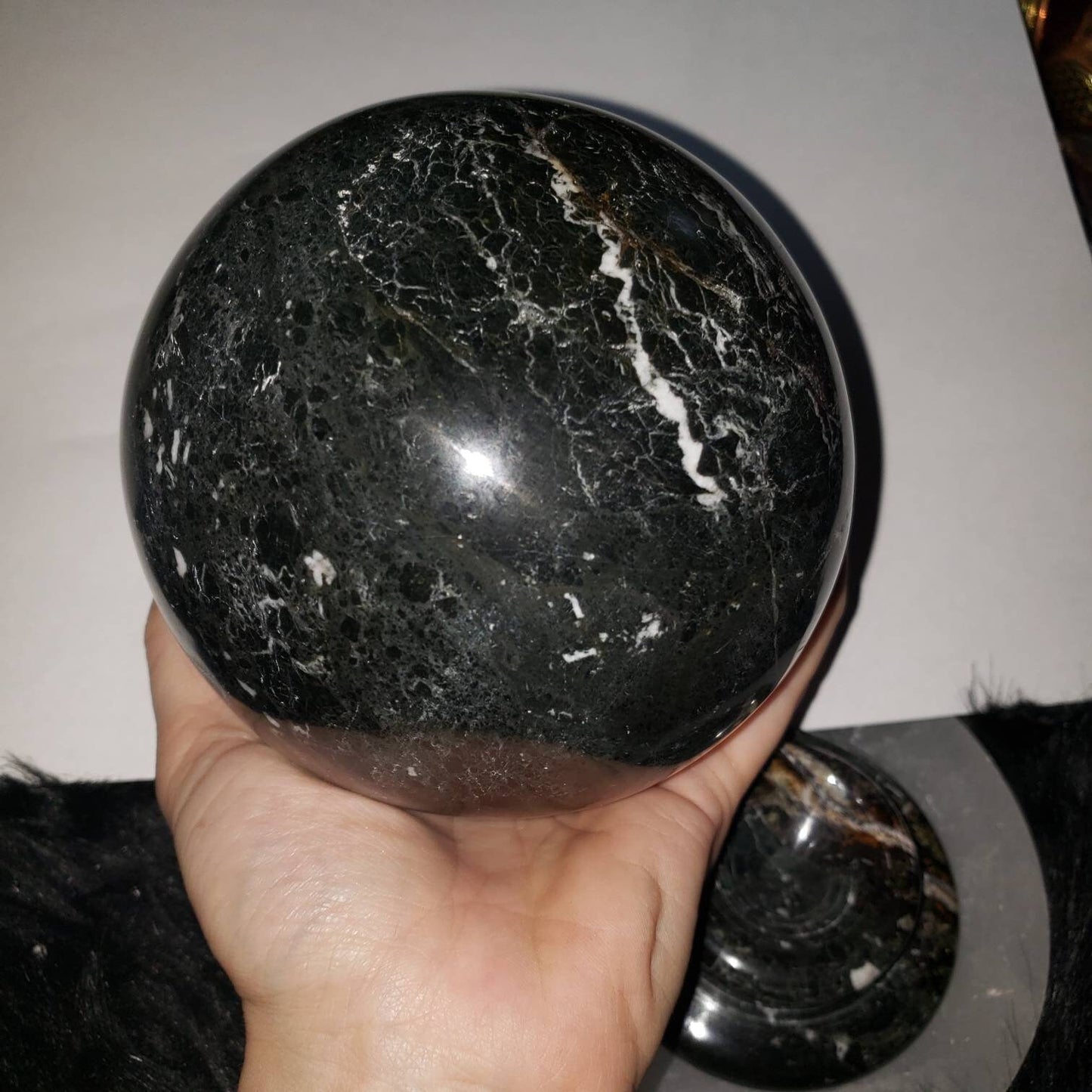 XL large 5 red or black Zebra jasper sphere  - grounding, root chakra crystal, protection