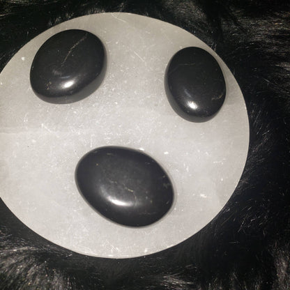 Black Shungite palm stone, protection, emf psychic protection, healing worry stone