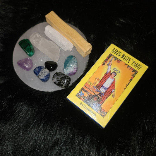 Divination Tarot Set - Rider Waite Deck, Crystals kit,  beginner tarot, third eye, amethyst,  quartz, malachite,  healing,  higher self