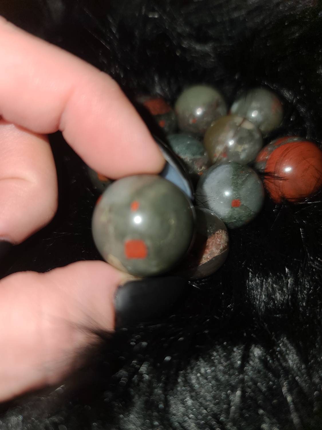 Bloodstone  mini Sphere crystal - courage stone, family, loyalty,  grounding, protection,  strength, meridian ball