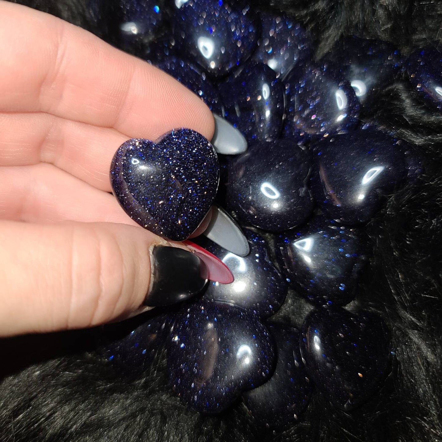 Blue Goldstone Crystal Heart -  empath stone,  healing, self acceptance, soothing,