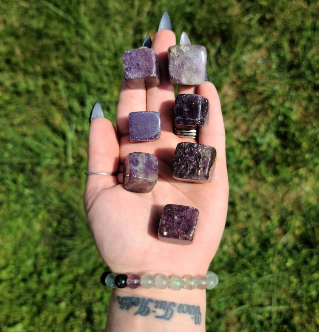 Lepidolite Mini Cube Crystals  - crown chakra stone, love, self love, calming healing , self care, spiritual growth, purple crystal, peace