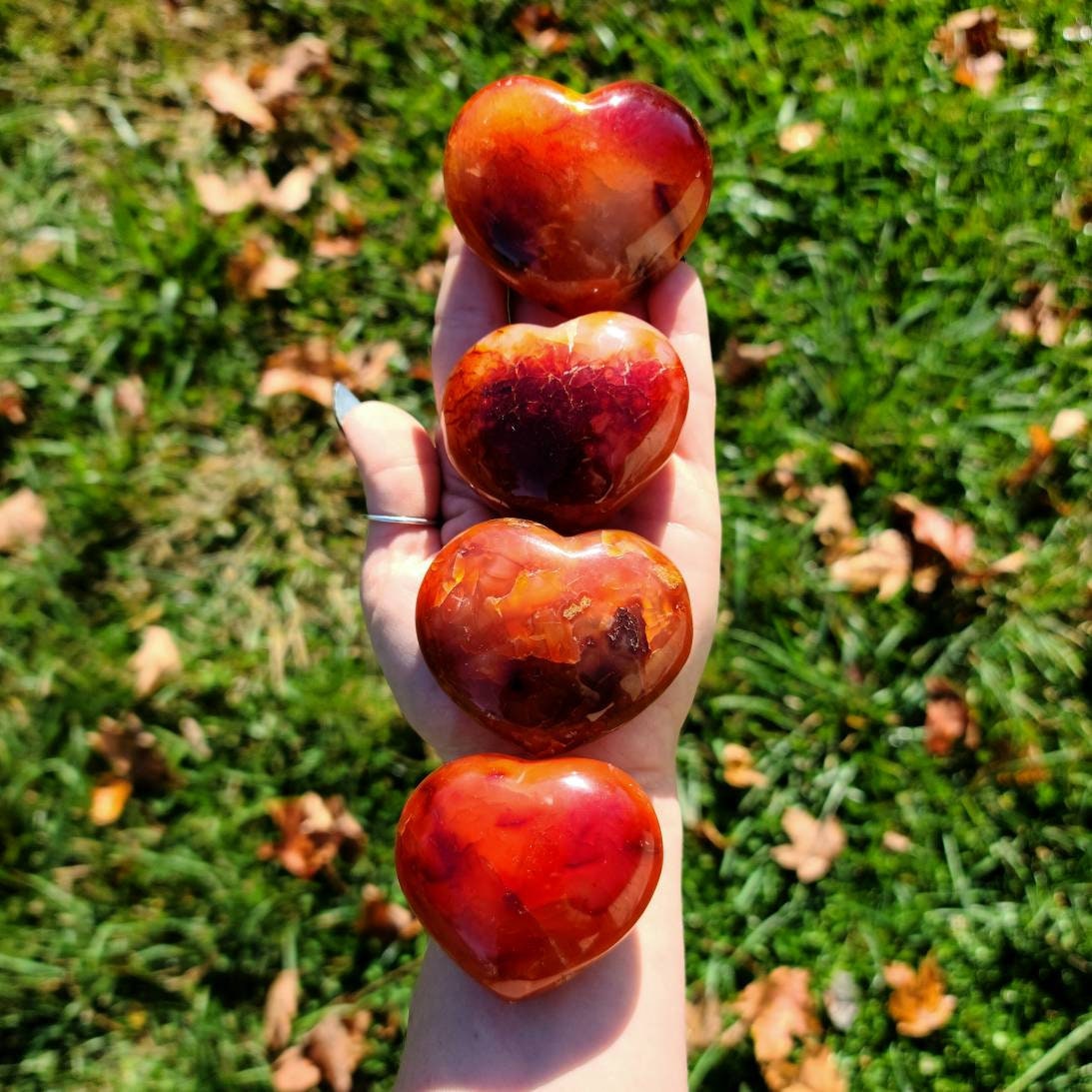 Orange Carnelian Puffy Hearts - Sacral Chakra,  Energy, Confidence,  Self Love, Creativity,  Growth,  Inner Strength, palmstone, meditation