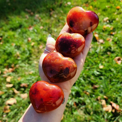 Orange Carnelian Puffy Hearts - Sacral Chakra,  Energy, Confidence,  Self Love, Creativity,  Growth,  Inner Strength, palmstone, meditation