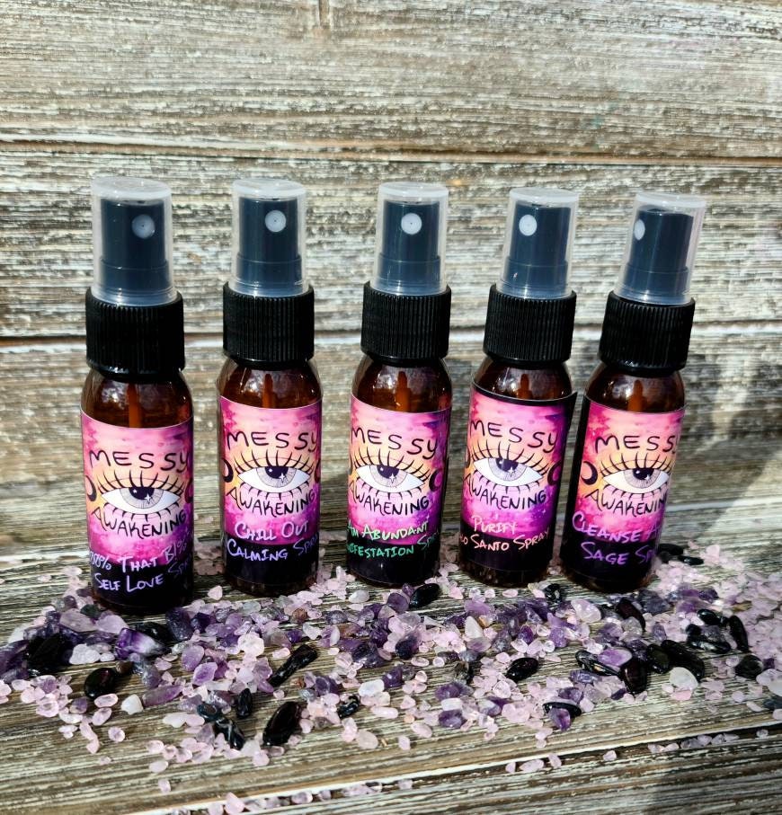 Messy Awakening Reiki Moon Water Cleansing Spray with Crystal chips