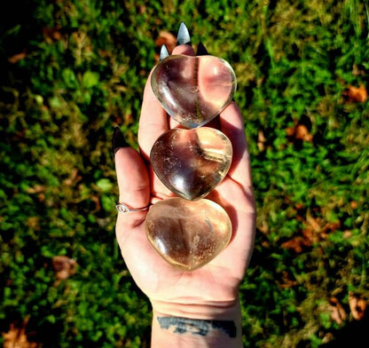 Smoky Quartz Hearts - smokey, grounding, root chakra, protection, calming stone, relaxing, balance, meridian ball