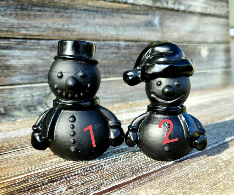 Detailed Carving Snowman  - black obsidian,  sandblasted,  grounding,  protection, Christmas,  Yule, Gift, calming, root chakra, figure