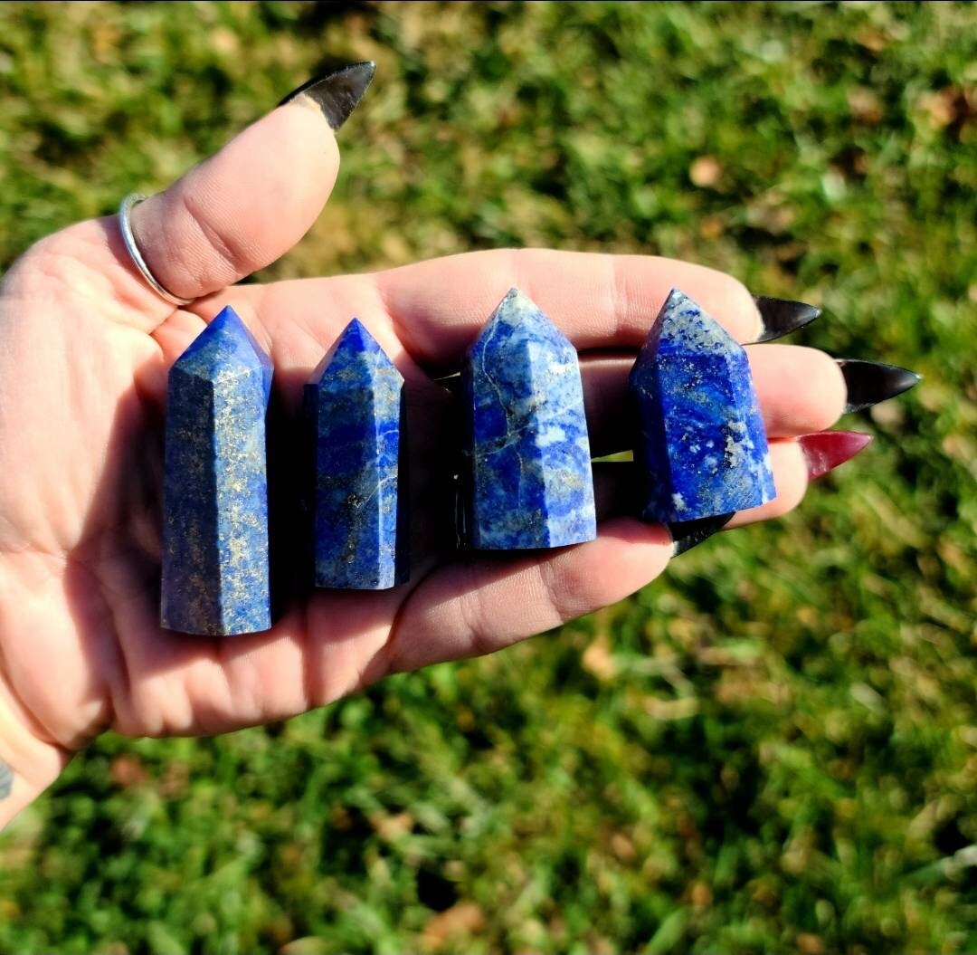 Lapis Lazuli small crystal Tower- throat chakra stone, truth, self expression,  clarity,  creativity