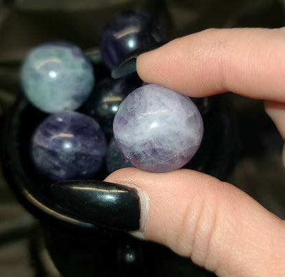 Fluorite mini Sphere crystal - crown,  third eye chakra,  communication,  focus