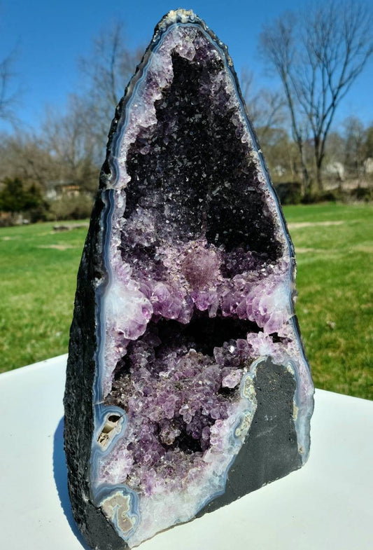 Raw Purple standing Amethyst Cathedral  Church crystal cluster, Geode, large decor,  Intuition,  Altar Decor