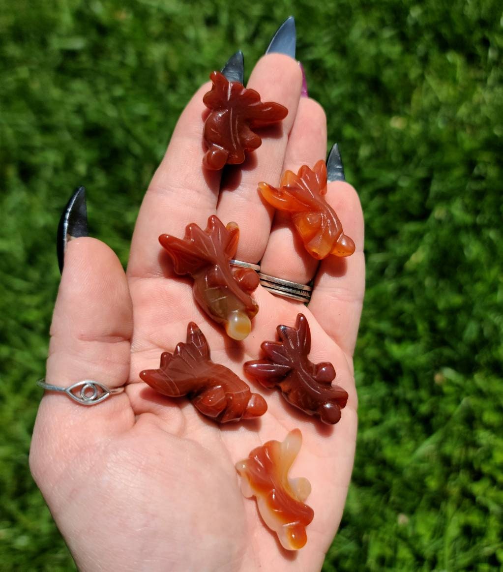 Orange Carnelian Mini Fish - Sacral Chakra,  Energy, Confidence,  Self Love, Creativity,  Growth,  Inner Strength, palmstone, meditation