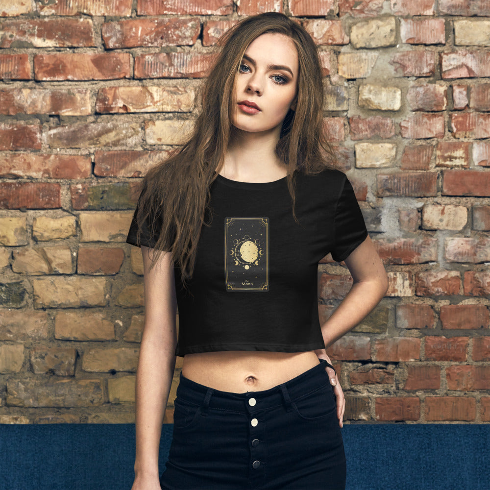 The Moon Tarot Card Women’s Crop Tee Shirt