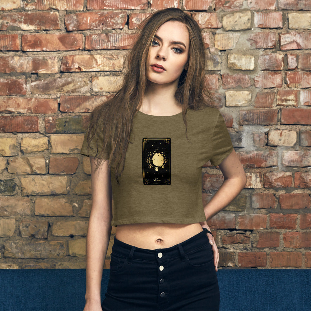 The Moon Tarot Card Women’s Crop Tee Shirt