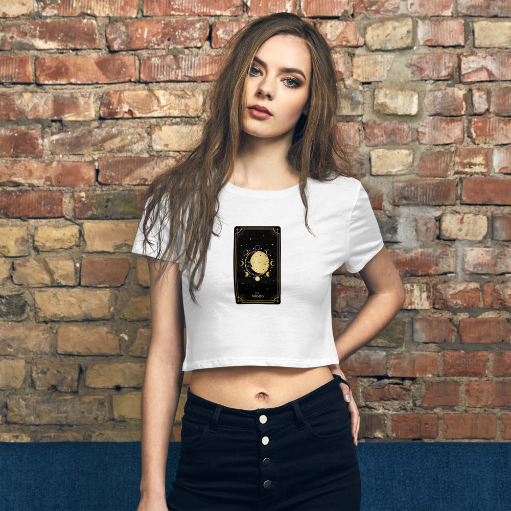 The Moon Tarot Card Women’s Crop Tee Shirt